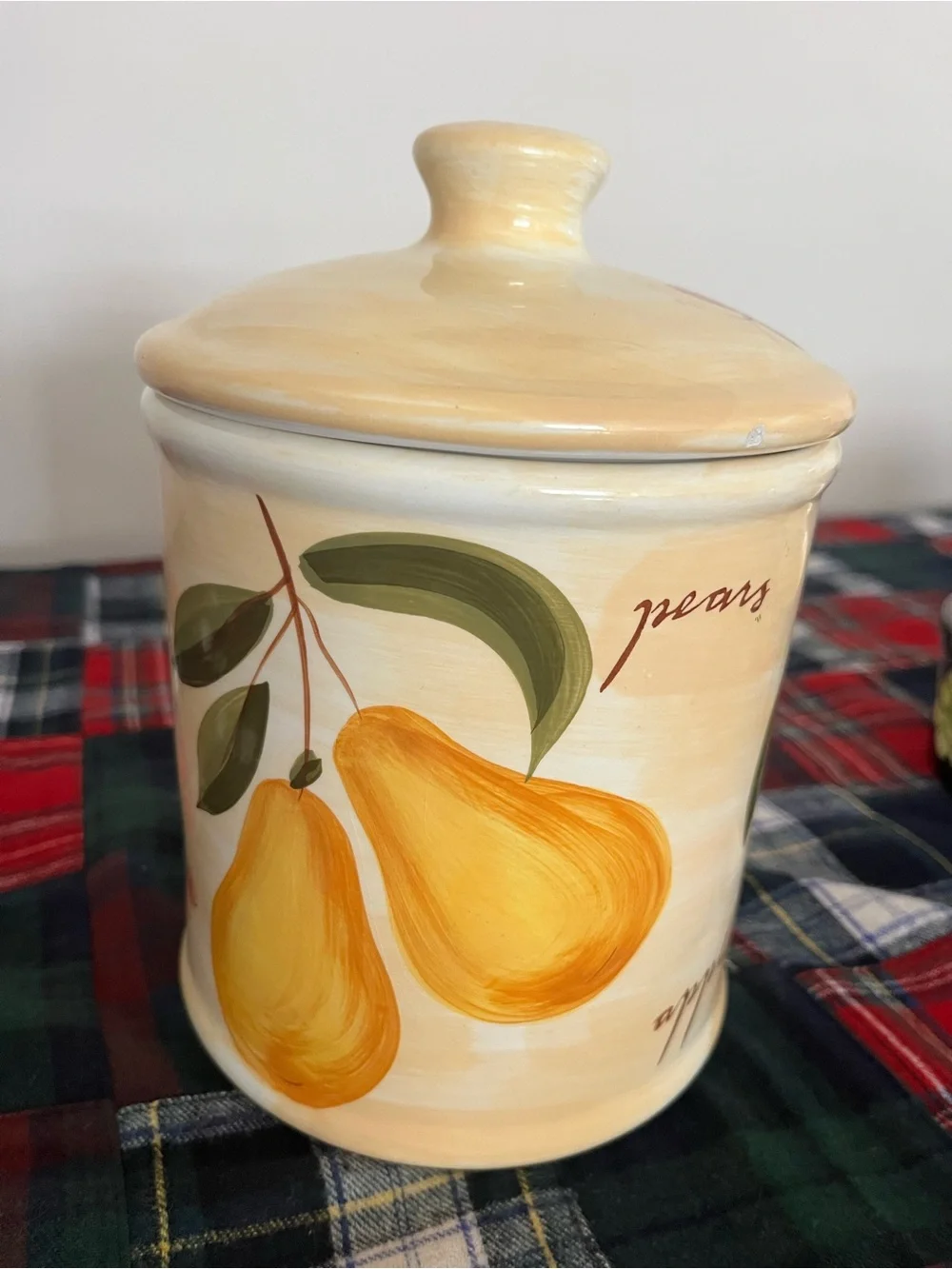 Pier 1 Provence Vintage Cottagecore Hand Painted Earthenware Fruit Cookie Jar